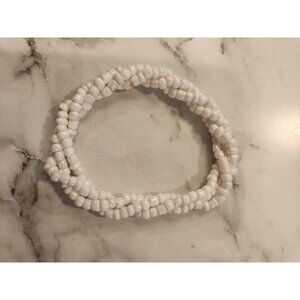 Vintage White Beaded Stretch Bracelet